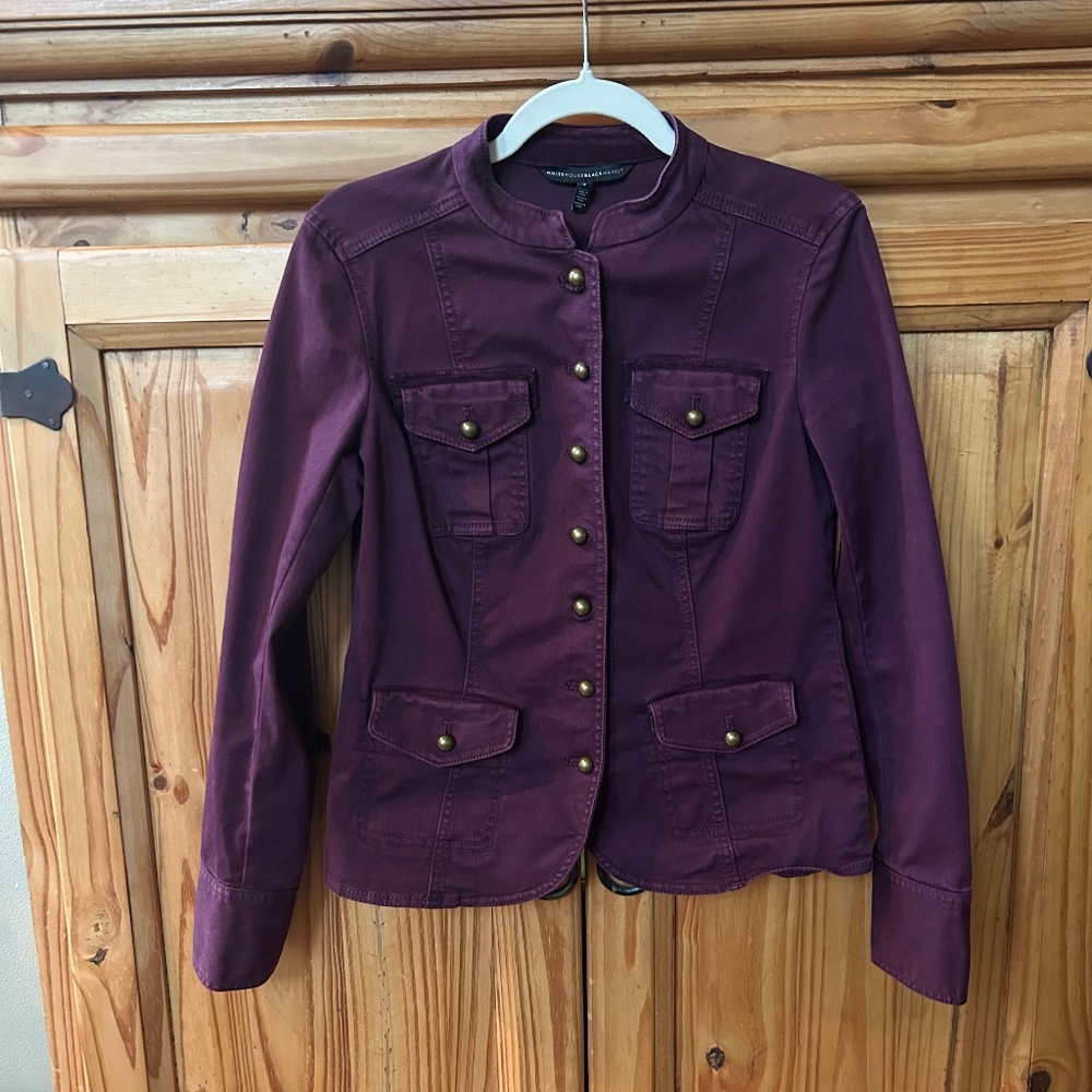 White House Black‎ Market Military Style Jacket Burgundy Women's size 2